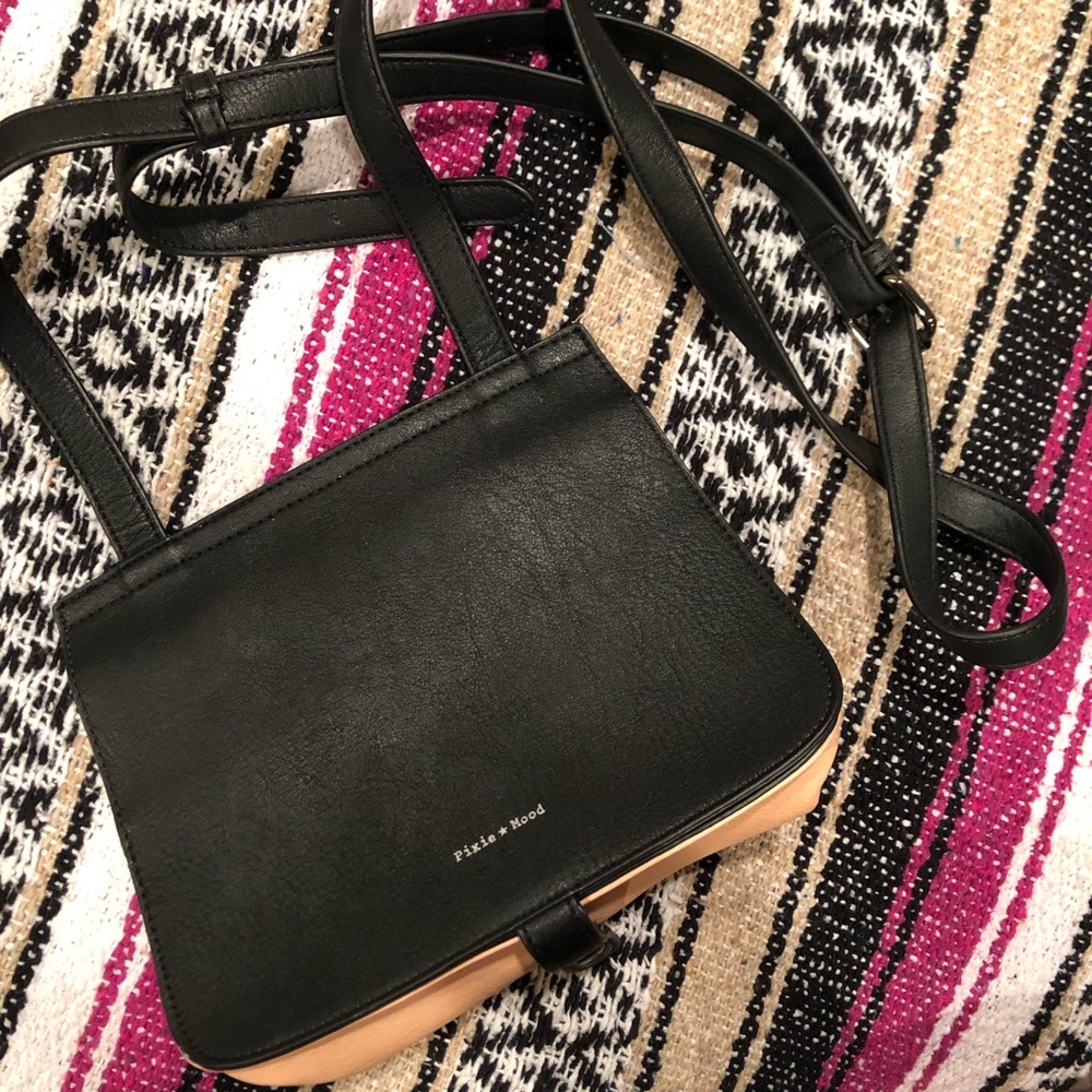 VEGAN LEATHER Black and Nude Crossbody Bag
